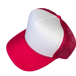 White/Hot Pink Trucker Hat