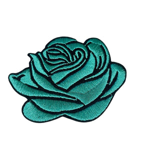 Turquoise Rose Embroidered Patch