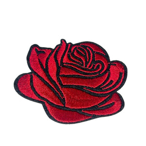 Red Rose Embroidered Patch