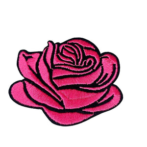 Pink Rose Embroidered Patch