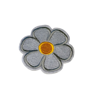 Grey Daisy Embroidered Patch