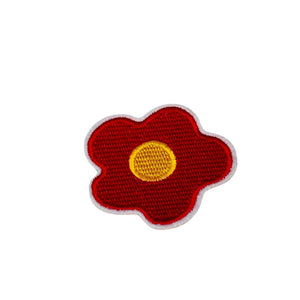 Red Flower Embroidered Patch